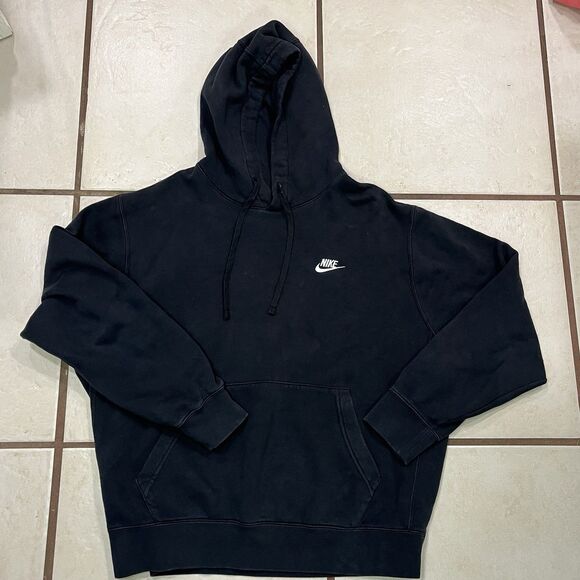 Nike Hoodie Mens Large Sweatshirt Pullover Black Athleisure Streetwear Swoosh - Picture 11 of 11